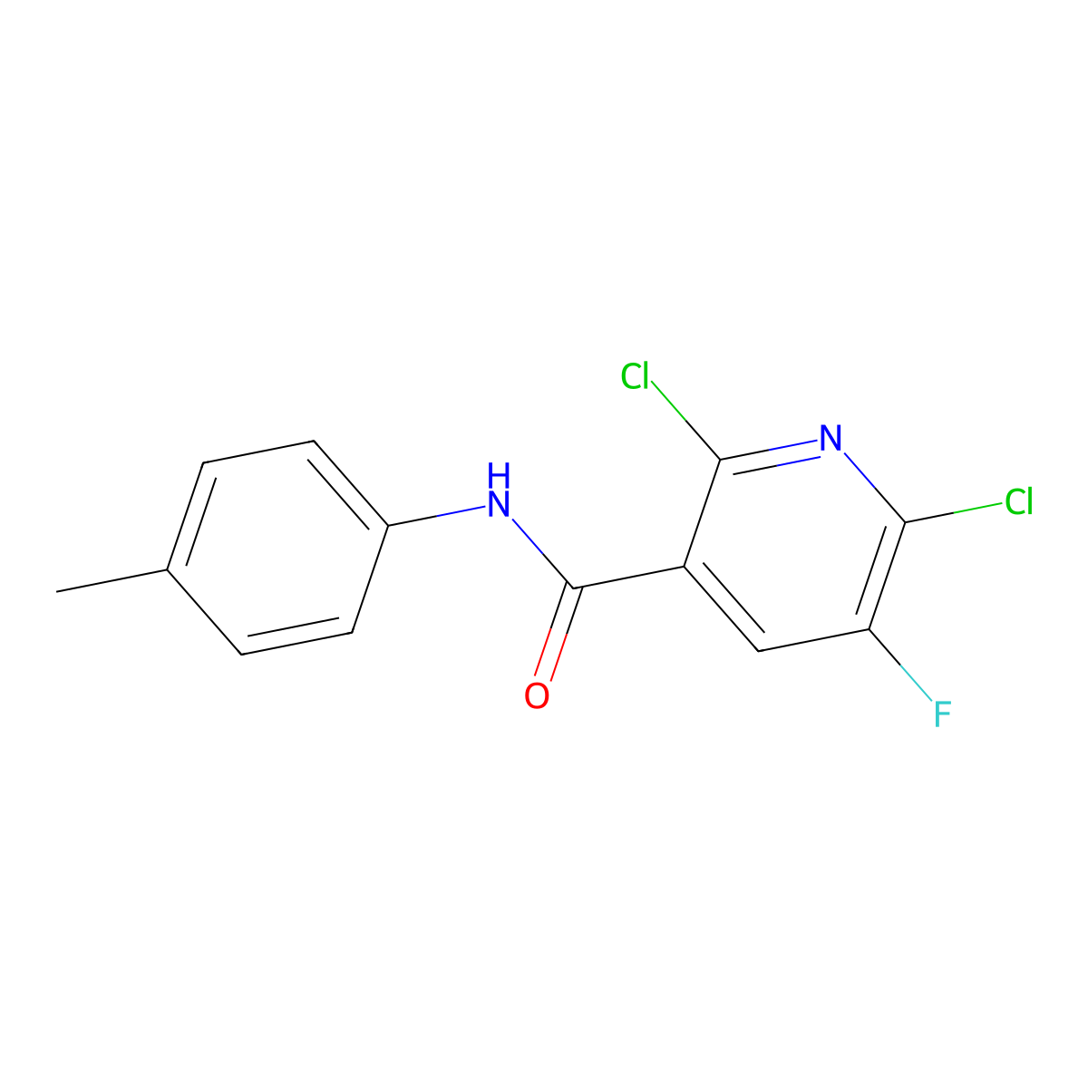 2,6-dichloro-5-fluoro-N-(4-methylphenyl)nicotinamide molecular structure, CAS 724429-22-5