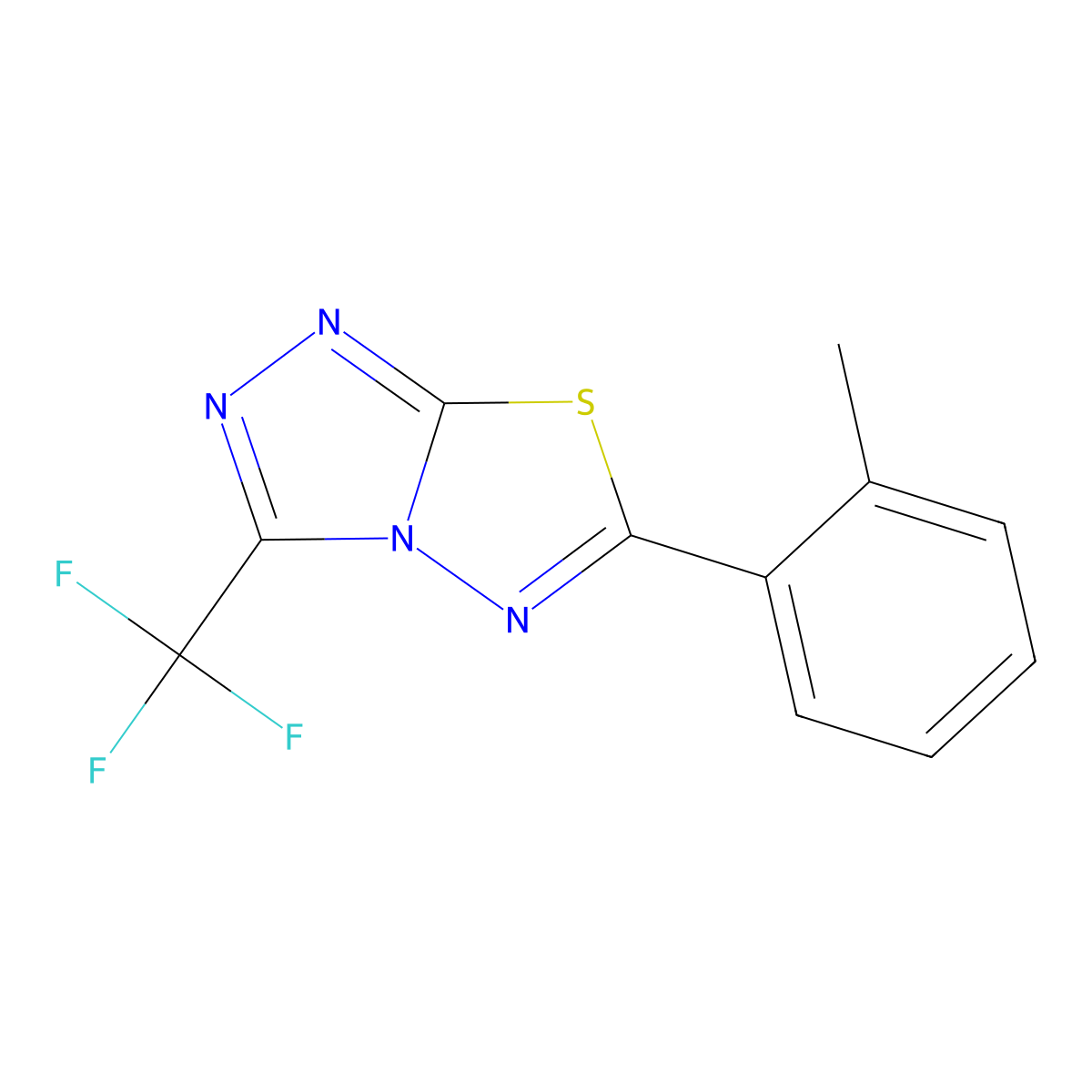 6-(2-Methylphenyl)-3-(trifluoromethyl)[1,2,4]triazolo[3,4-b][1,3,4]thiadiazole molecular structure, CAS 724429-24-7