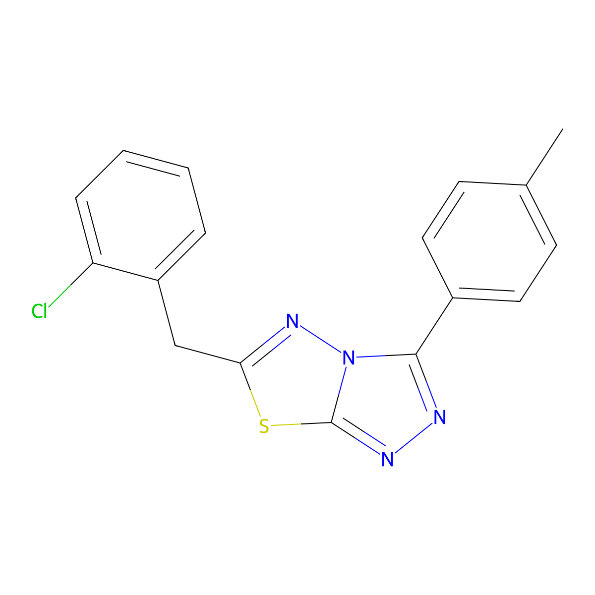 6-(2-Chlorobenzyl)-3-(4-methylphenyl)[1,2,4]triazolo[3,4-b][1,3,4]thiadiazole molecular structure, CAS 724429-56-5