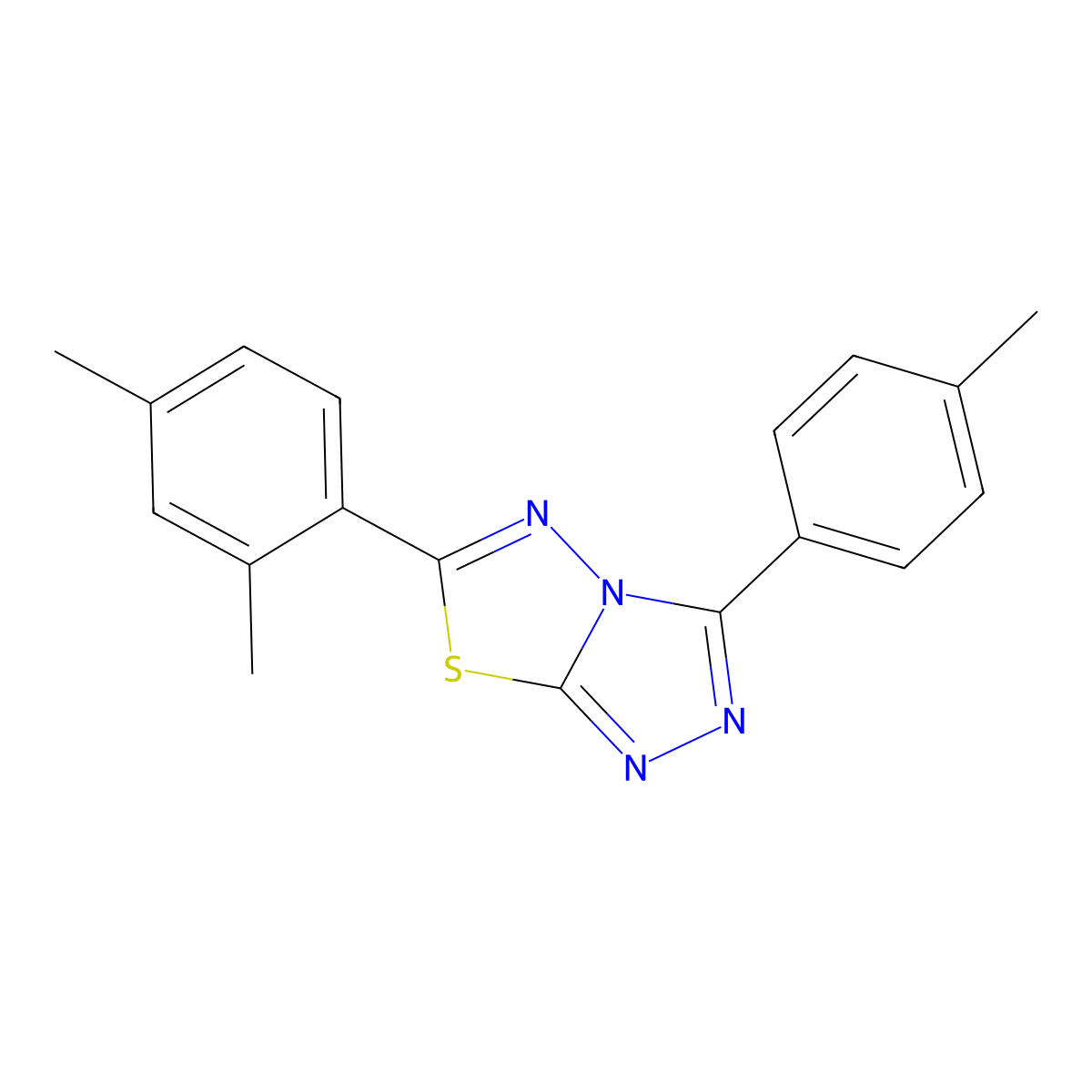 6-(2,4-Dimethylphenyl)-3-(4-methylphenyl)[1,2,4]triazolo[3,4-b][1,3,4]thiadiazole molecular structure, CAS 724429-57-6