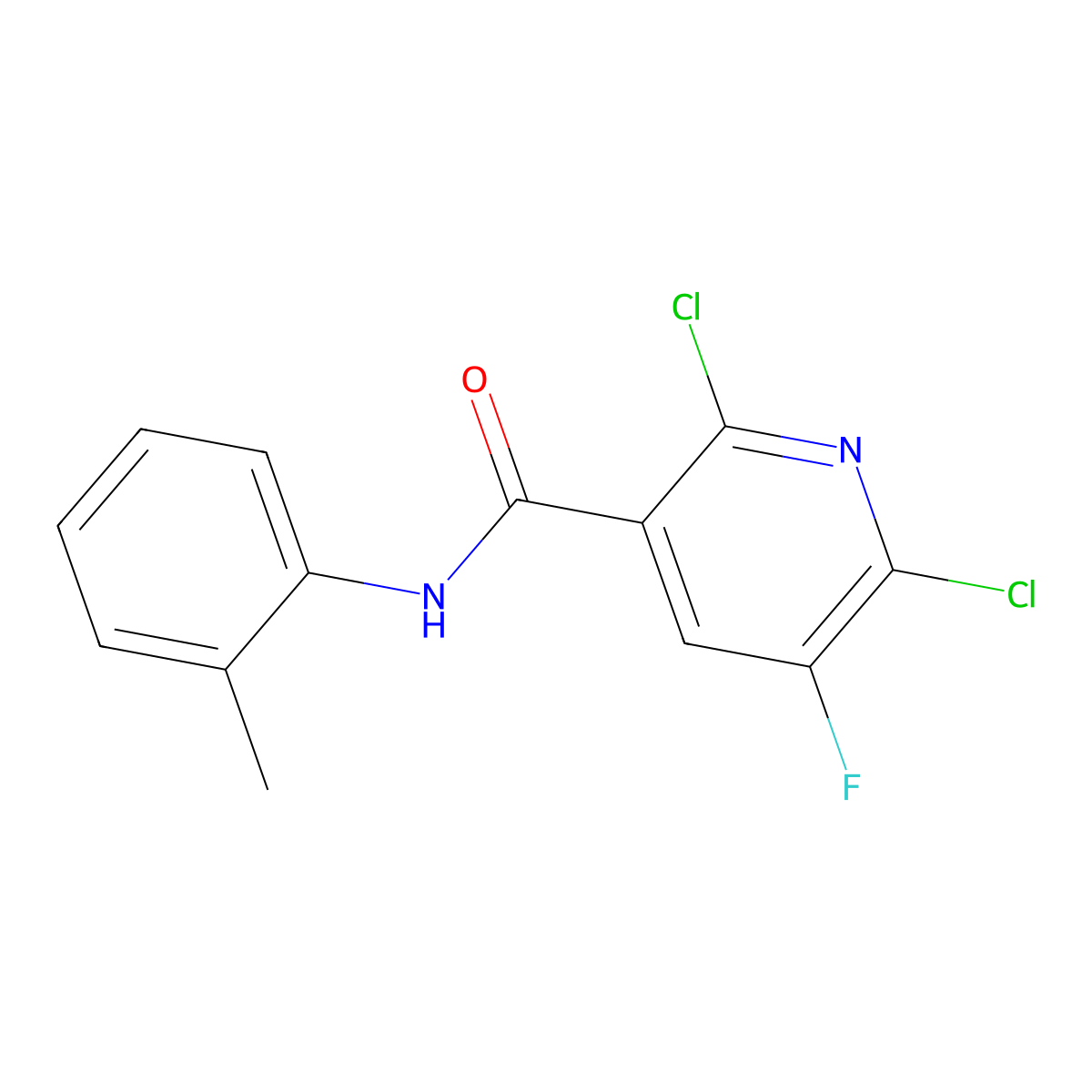 2,6-dichloro-5-fluoro-N-(2-methylphenyl)nicotinamide molecular structure, CAS 724429-93-0