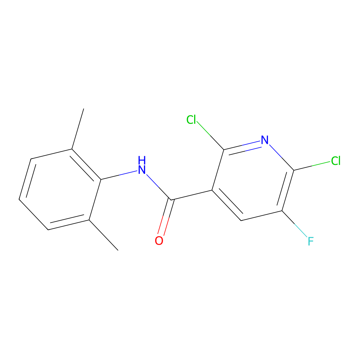 2,6-dichloro-N-(2,6-dimethylphenyl)-5-fluoronicotinamide molecular structure, CAS 724429-95-2