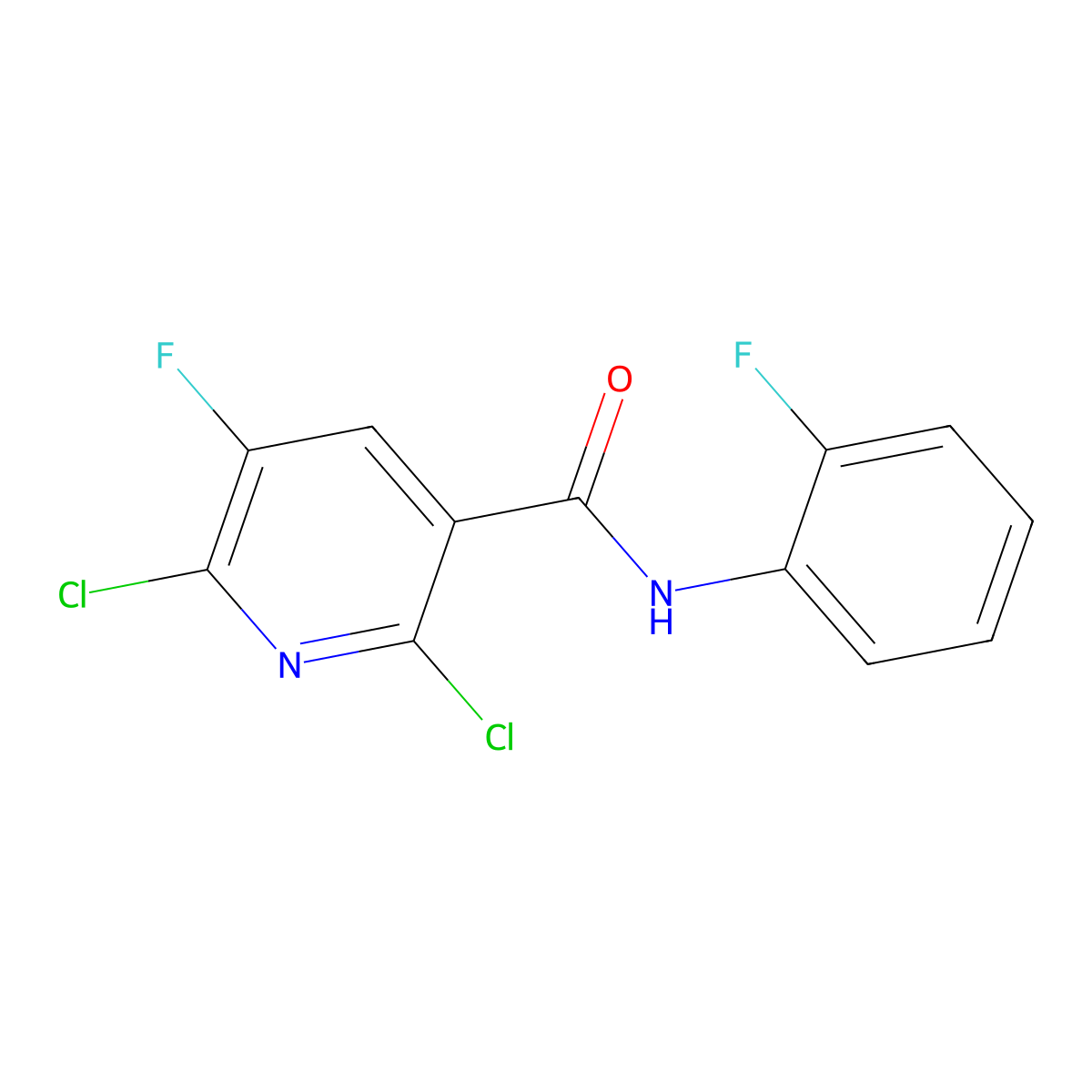 2,6-dichloro-5-fluoro-N-(2-fluorophenyl)nicotinamide molecular structure, CAS 724429-97-4