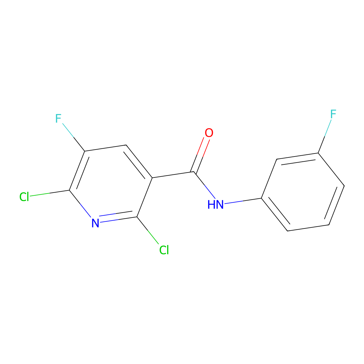 2,6-dichloro-5-fluoro-N-(3-fluorophenyl)nicotinamide molecular structure, CAS 724429-98-5