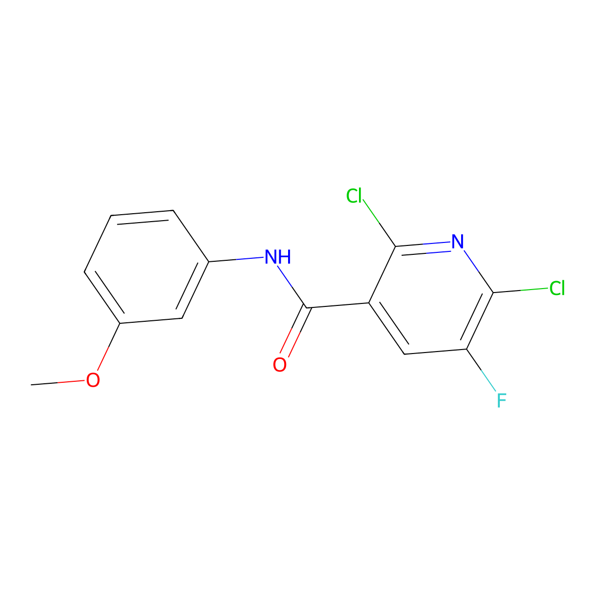 2,6-dichloro-5-fluoro-N-(3-methoxyphenyl)nicotinamide molecular structure, CAS 724430-00-6