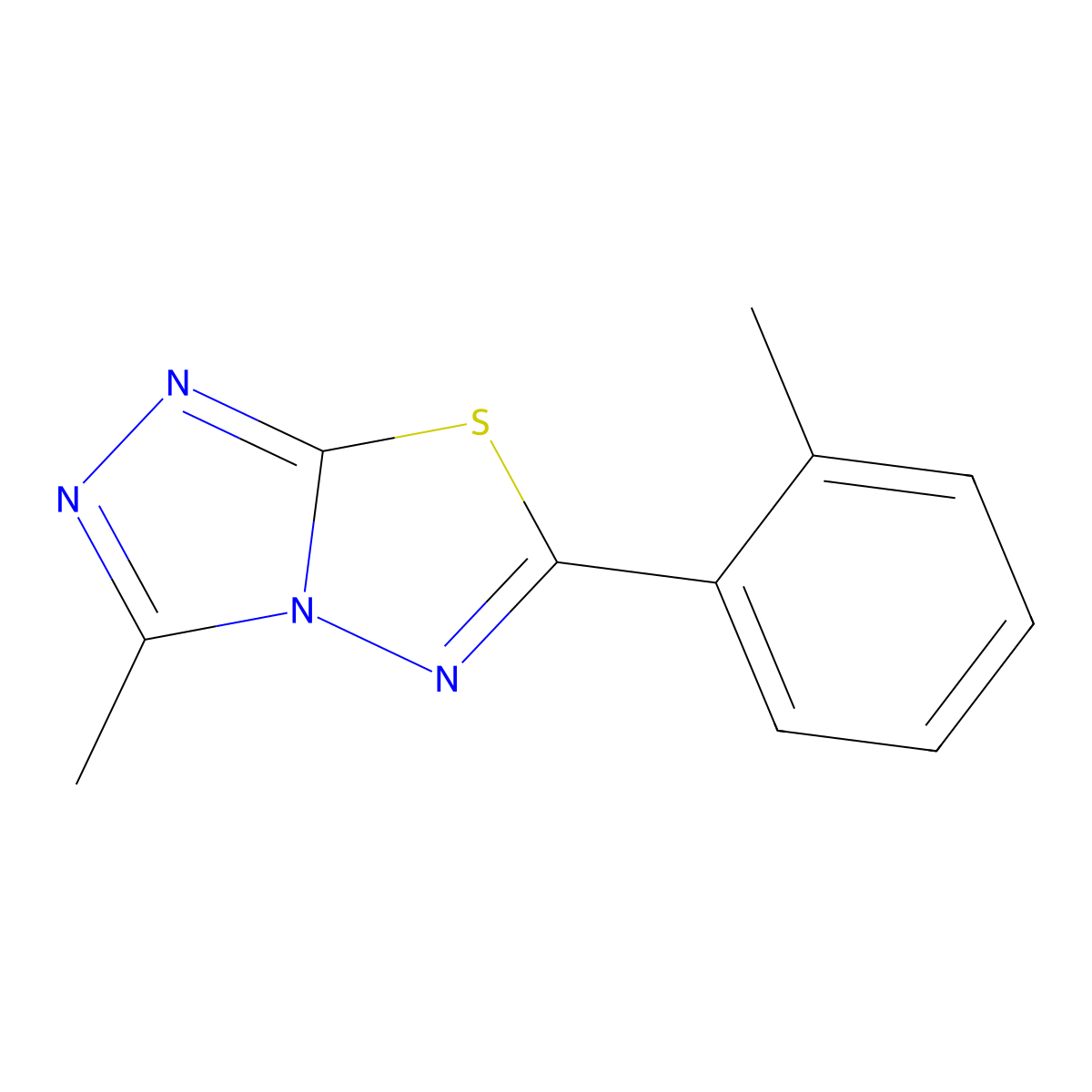 3-Methyl-6-(2-methylphenyl)-[1,2,4]triazolo[3,4-b][1,3,4]thiadiazole molecular structure, CAS 724430-13-1
