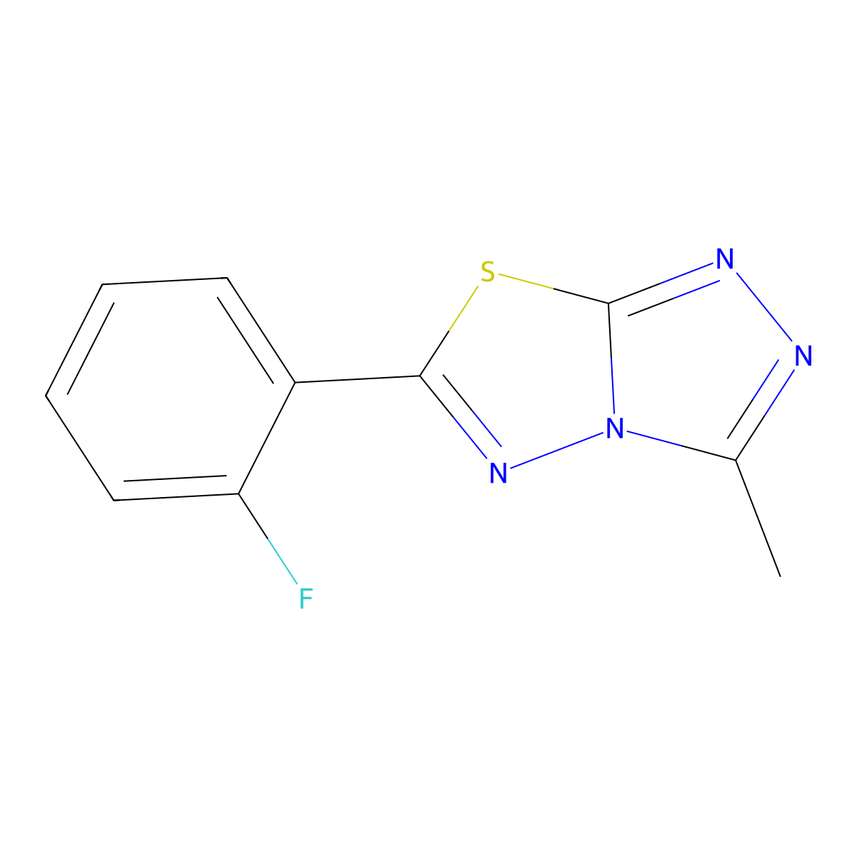 6-(2-Fluorophenyl)-3-methyl[1,2,4]triazolo[3,4-b][1,3,4]thiadiazole molecular structure, CAS 724430-15-3
