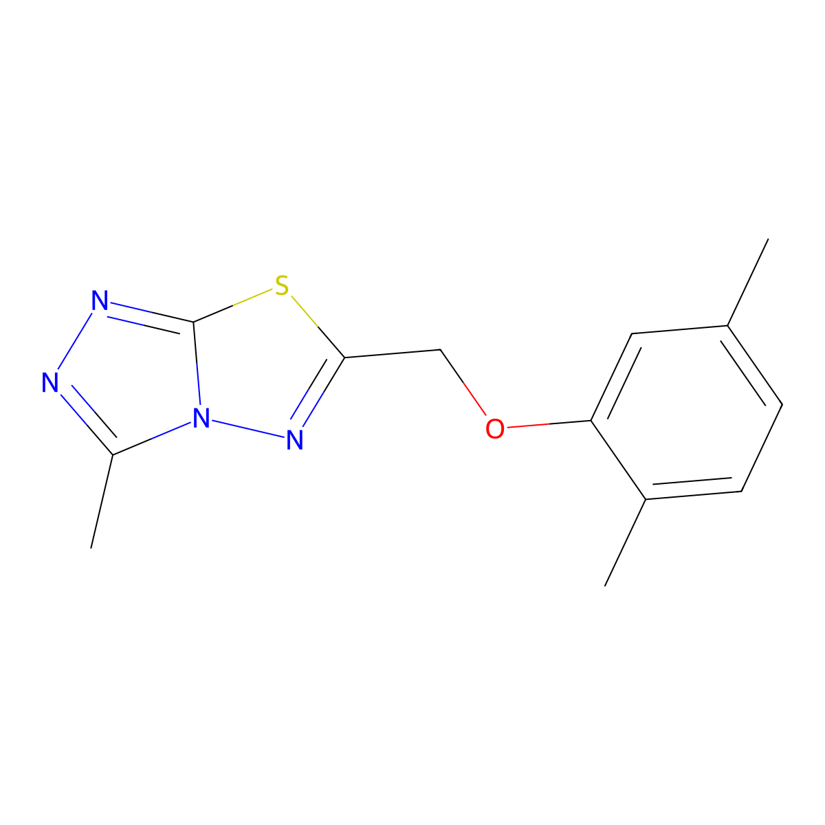 2,5-Dimethylphenyl(3-methyl[1,2,4]triazolo[3,4-b][1,3,4]thiadiazol-6-yl)methylether molecular structure, CAS 724430-31-3