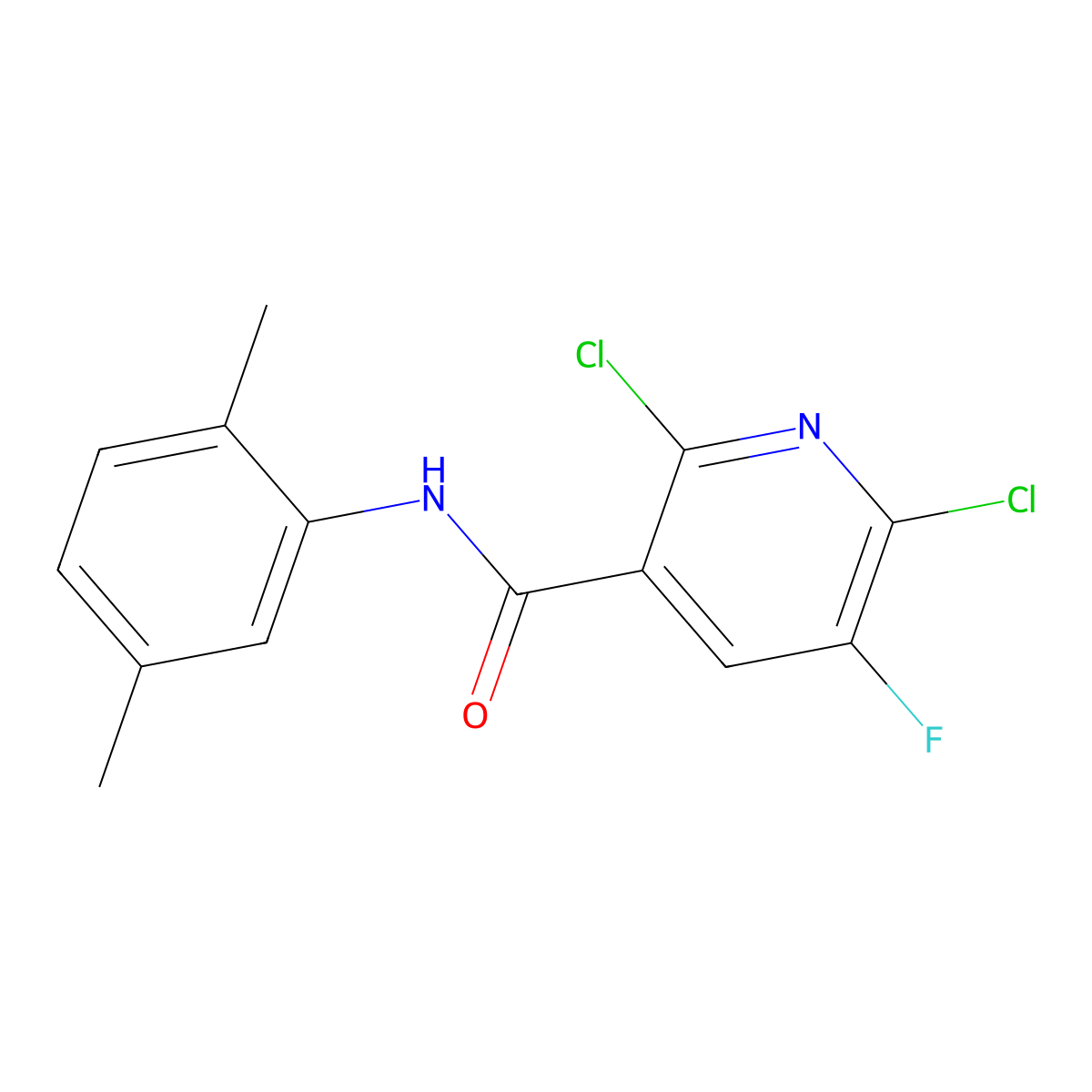2,6-dichloro-N-(2,5-dimethylphenyl)-5-fluoronicotinamide molecular structure, CAS 724430-50-6