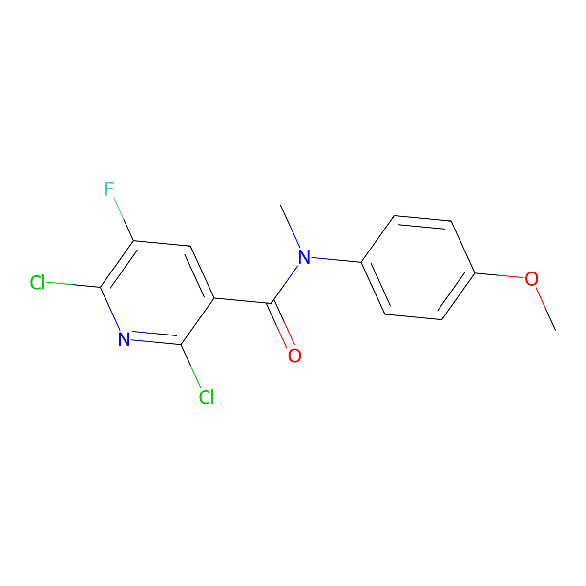 2,6-dichloro-5-fluoro-N-(4-methoxyphenyl)-N-methylnicotinamide molecular structure, CAS 724430-52-8