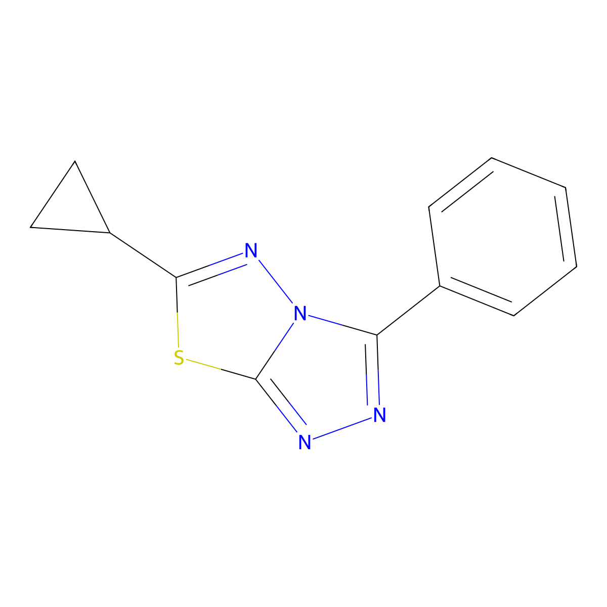6-Cyclopropyl-3-phenyl-[1,2,4]triazolo[3,4-b][1,3,4]thiadiazole molecular structure, CAS 724431-07-6