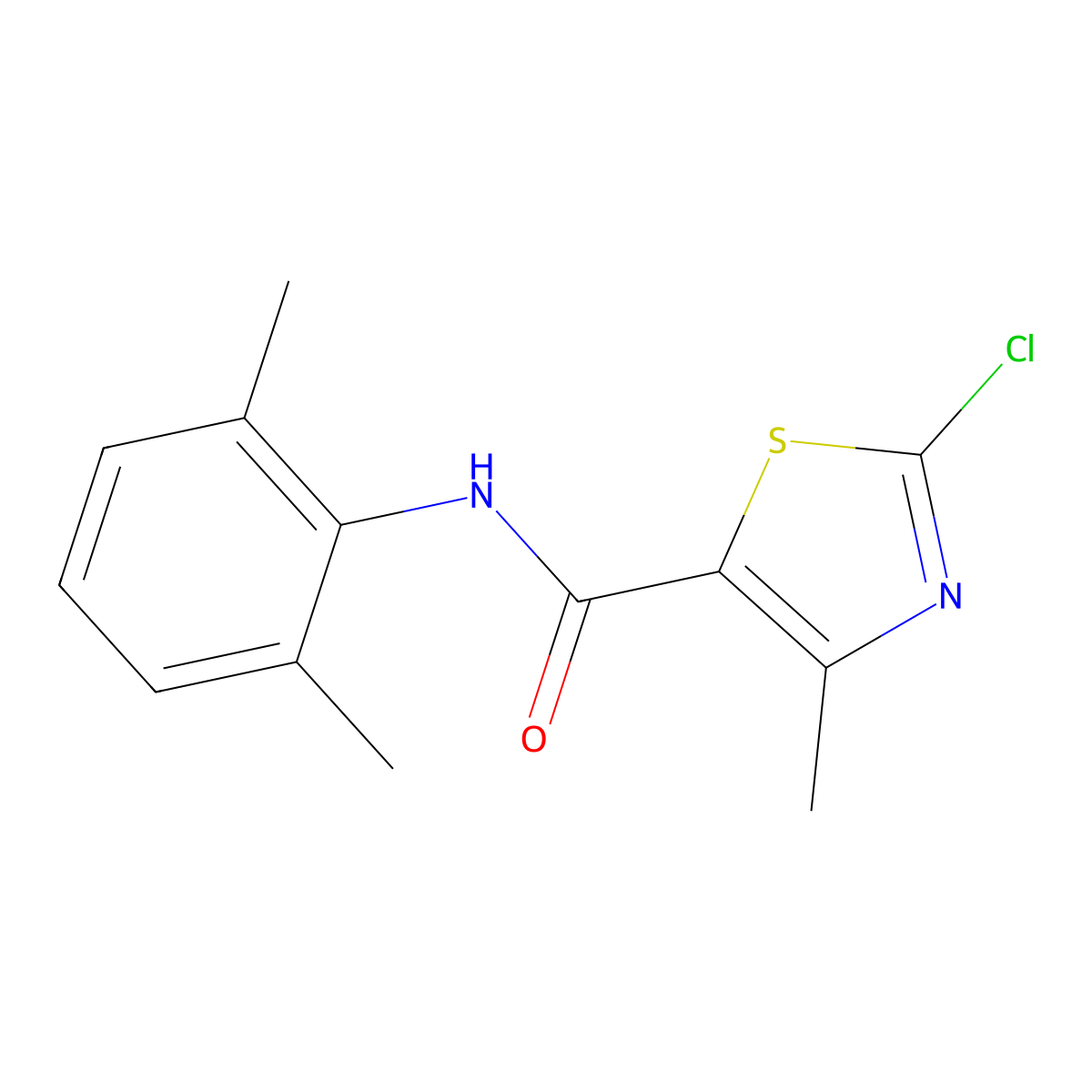 2-chloro-N-(2,6-dimethylphenyl)-4-methyl-1,3-thiazole-5-carboxamide molecular structure, CAS 724431-40-7