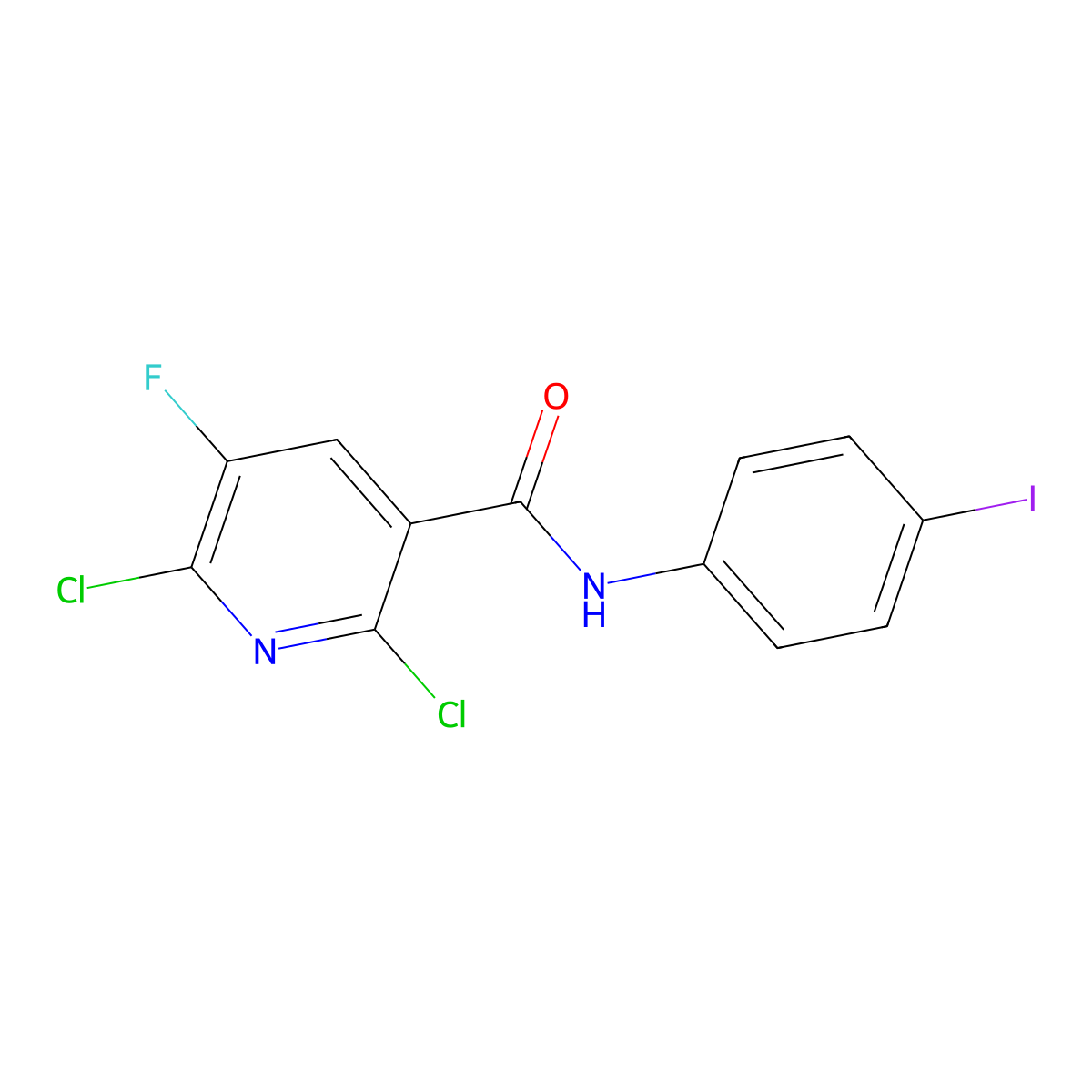 2,6-dichloro-5-fluoro-N-(4-iodophenyl)nicotinamide molecular structure, CAS 724431-41-8