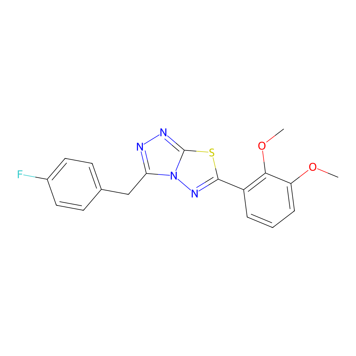 6-(2,3-Dimethoxyphenyl)-3-(4-fluorobenzyl)[1,2,4]triazolo[3,4-b][1,3,4]thiadiazole molecular structure, CAS 724434-17-7