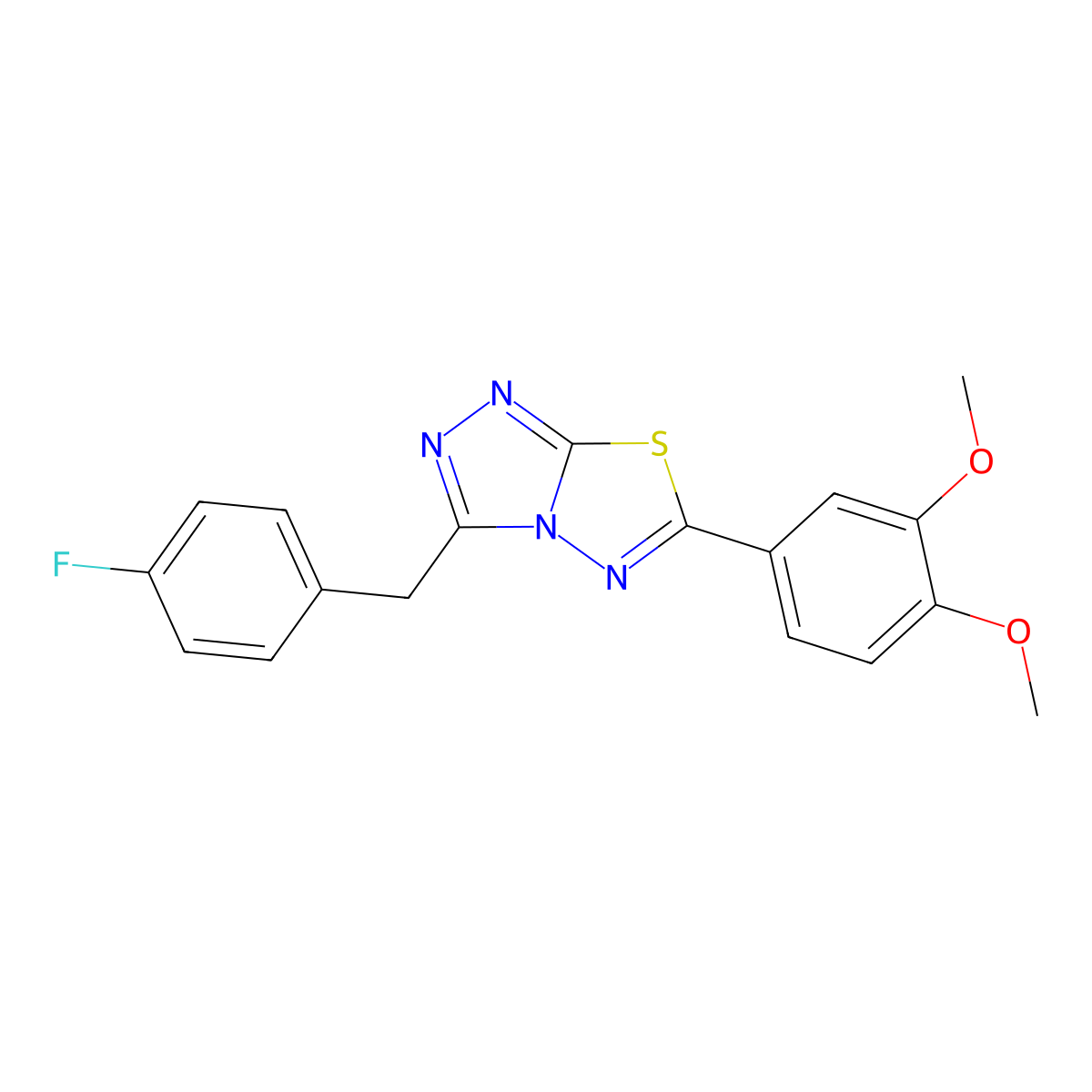 6-(3,4-Dimethoxyphenyl)-3-(4-fluorobenzyl)[1,2,4]triazolo[3,4-b][1,3,4]thiadiazole molecular structure, CAS 724434-18-8