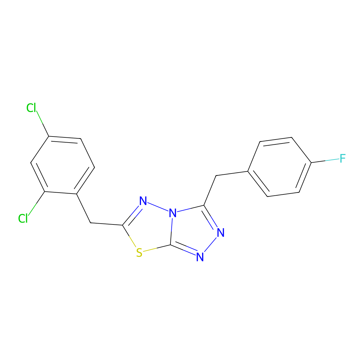 6-(2,4-Dichlorobenzyl)-3-(4-fluorobenzyl)[1,2,4]triazolo[3,4-b][1,3,4]thiadiazole molecular structure, CAS 724434-27-9