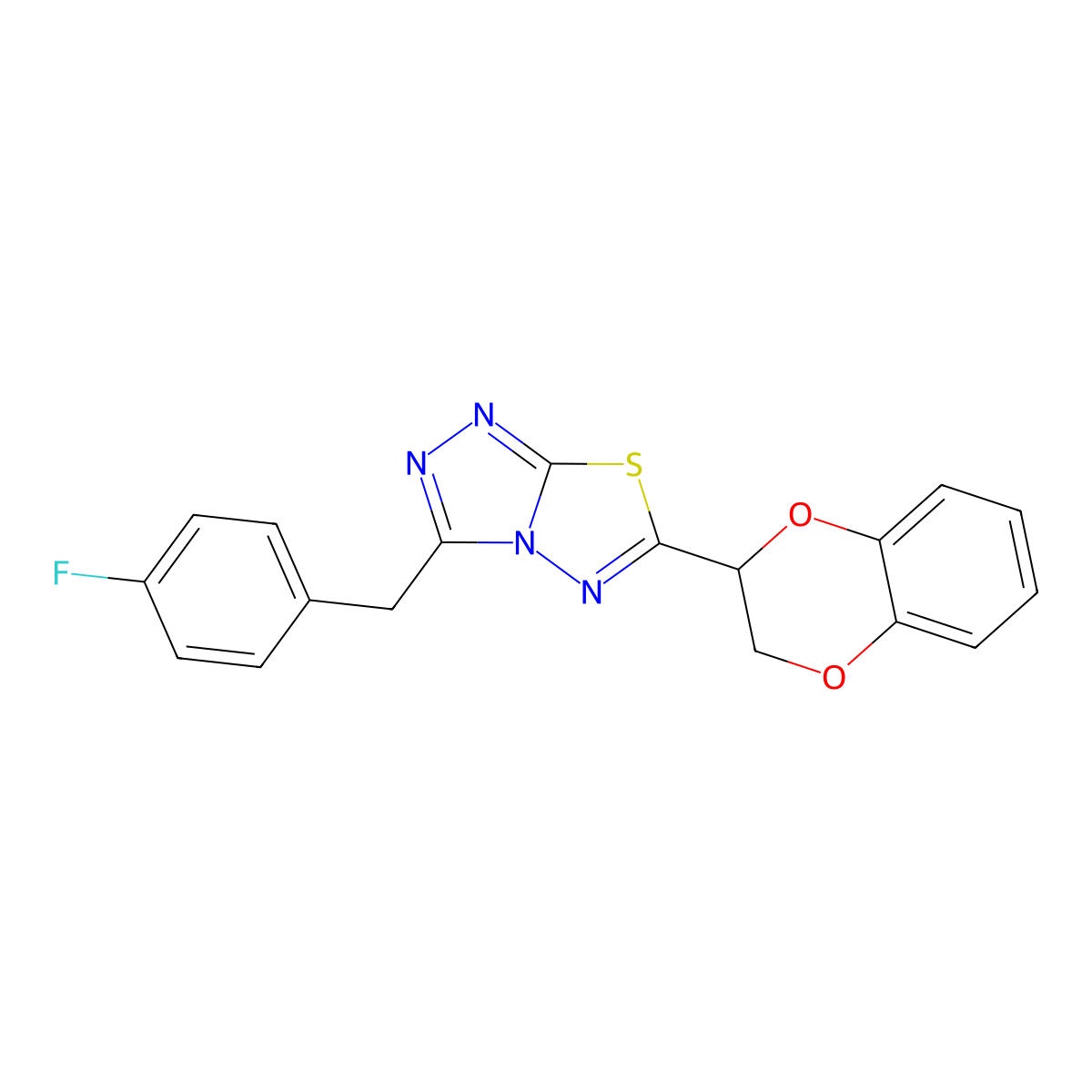 6-(2,3-Dihydro-1,4-benzodioxin-2-yl)-3-(4-fluorobenzyl)[1,2,4]triazolo[3,4-b][1,3,4]thiadiazole molecular structure, CAS 724434-36-0