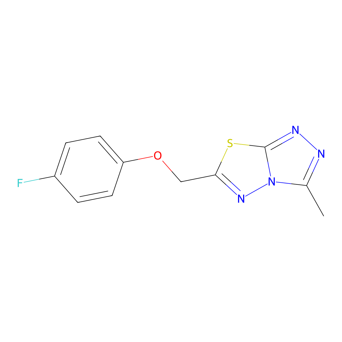 6-[(4-Fluorophenoxy)methyl]-3-methyl-[1,2,4]triazolo[3,4-b][1,3,4]thiadiazole molecular structure, CAS 724434-59-7
