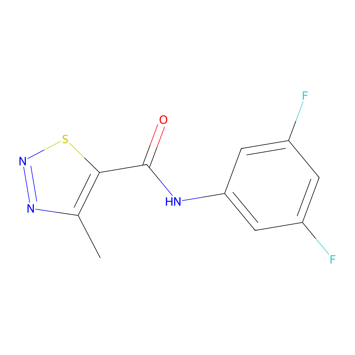 N-(3,5-difluorophenyl)-4-methyl-1,2,3-thiadiazole-5-carboxamide molecular structure, CAS 724435-68-1