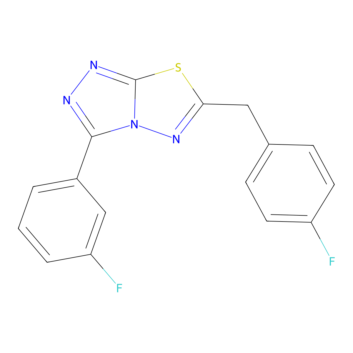 6-(4-Fluorobenzyl)-3-(3-fluorophenyl)[1,2,4]triazolo[3,4-b][1,3,4]thiadiazole molecular structure, CAS 724435-86-3