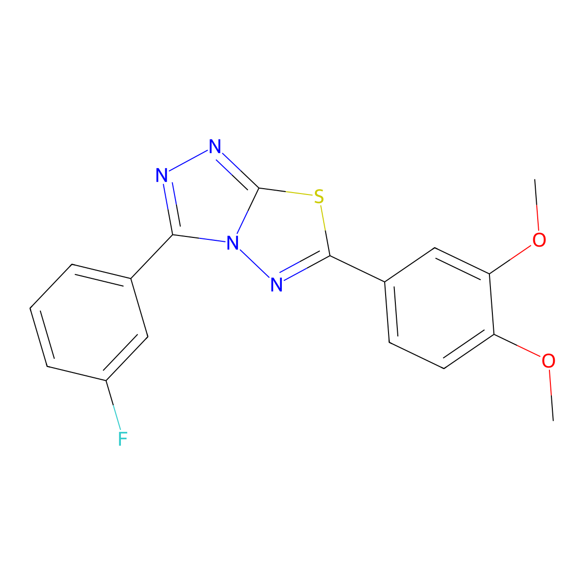 6-(3,4-Dimethoxyphenyl)-3-(3-fluorophenyl)-[1,2,4]triazolo[3,4-b][1,3,4]thiadiazole molecular structure, CAS 724435-89-6