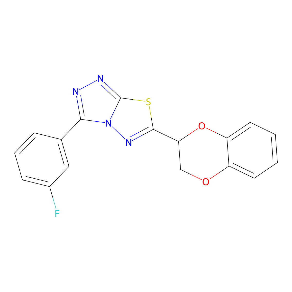 6-(2,3-Dihydro-1,4-benzodioxin-2-yl)-3-(3-fluorophenyl)[1,2,4]triazolo[3,4-b][1,3,4]thiadiazole molecular structure, CAS 724435-92-1