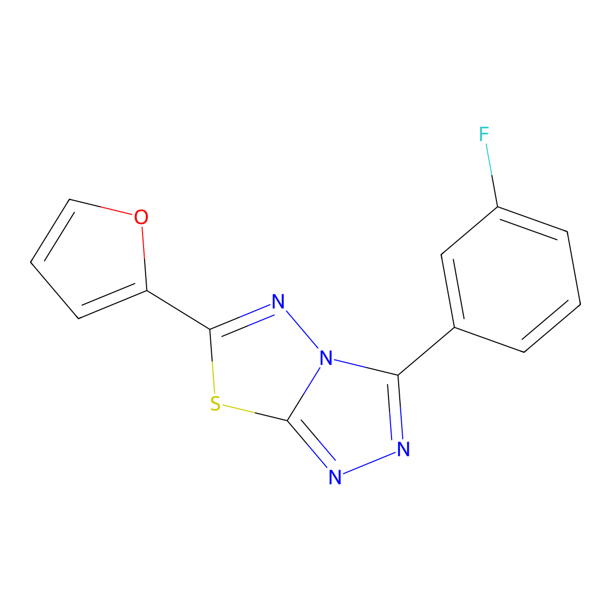 3-(3-Fluorophenyl)-6-(furan-2-yl)-[1,2,4]triazolo[3,4-b][1,3,4]thiadiazole molecular structure, CAS 724436-10-6