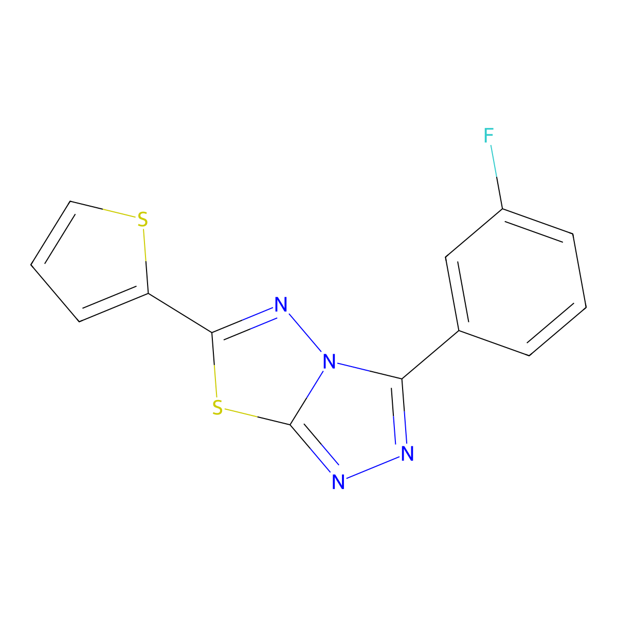 3-(3-Fluorophenyl)-6-(2-thienyl)[1,2,4]triazolo[3,4-b][1,3,4]thiadiazole molecular structure, CAS 724436-16-2