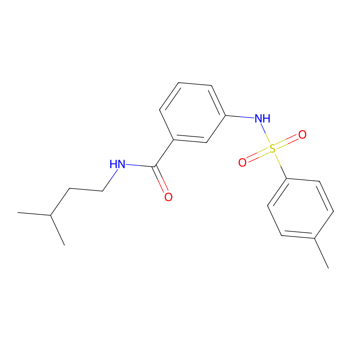 N-isopentyl-3-{[(4-methylphenyl)sulfonyl]amino}benzamide molecular structure, CAS 724437-38-1