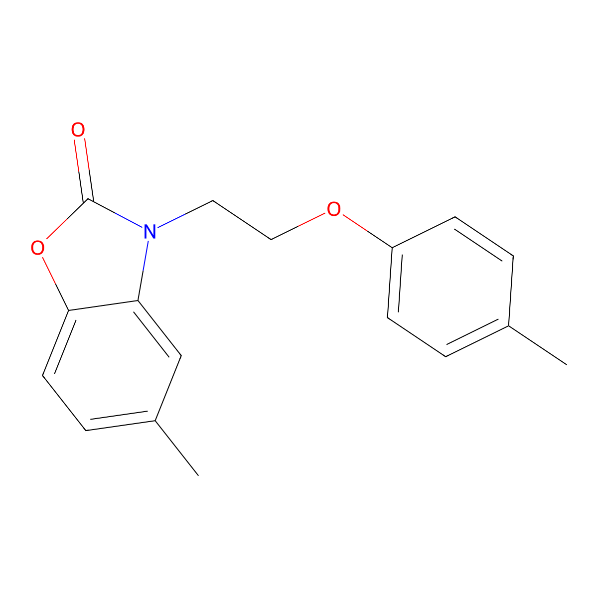 5-Methyl-3-(2-p-tolyloxy-ethyl)-3H-benzooxazol-2-one molecular structure, CAS 724437-52-9