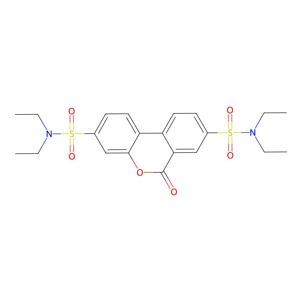 N3,N3,N8,N8-tetraethyl-6-oxo-6H-benzo[c]chromene-3,8-disulfonamide molecular structure, CAS 724437-55-2