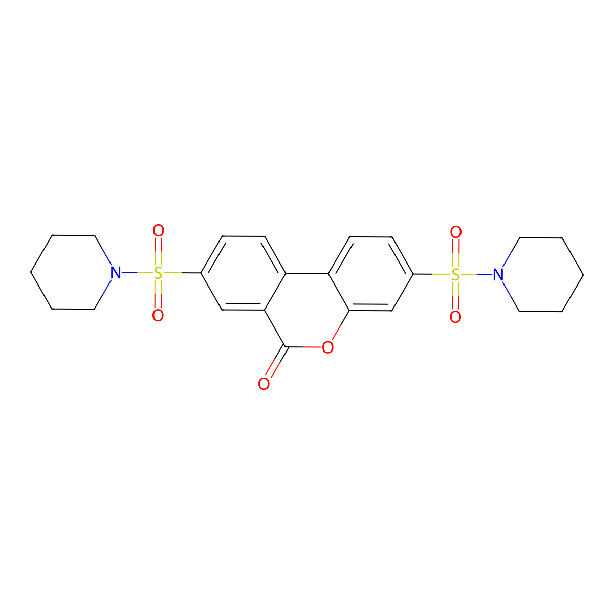 3,8-bis(1-piperidinylsulfonyl)-6H-benzo[c]chromen-6-one molecular structure, CAS 724437-57-4