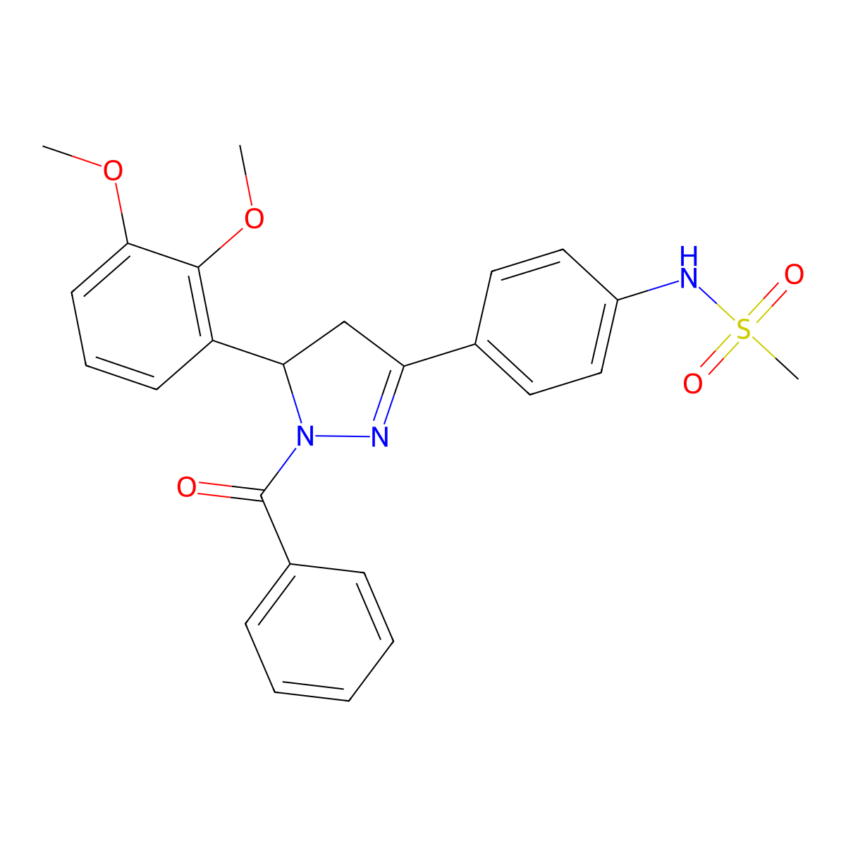 N-[4-[2-benzoyl-3-(2,3-dimethoxyphenyl)-3,4-dihydropyrazol-5-yl]phenyl]methanesulfonamide molecular structure, CAS 724437-74-5