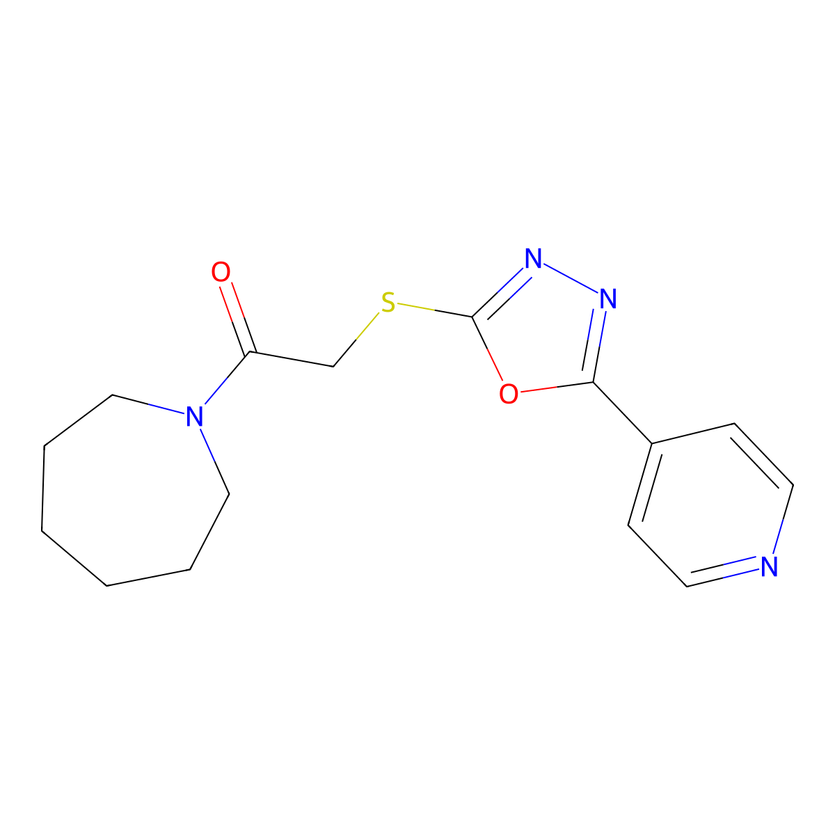 1-(Azepan-1-yl)-2-((5-(pyridin-4-yl)-1,3,4-oxadiazol-2-yl)thio)ethanone molecular structure, CAS 724438-74-8