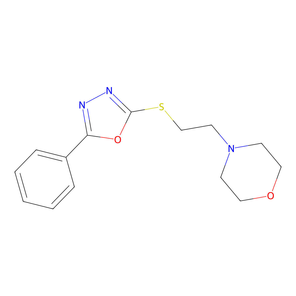 2-(4-Morpholinyl)ethyl 5-phenyl-1,3,4-oxadiazol-2-yl sulfide molecular structure, CAS 724438-86-2