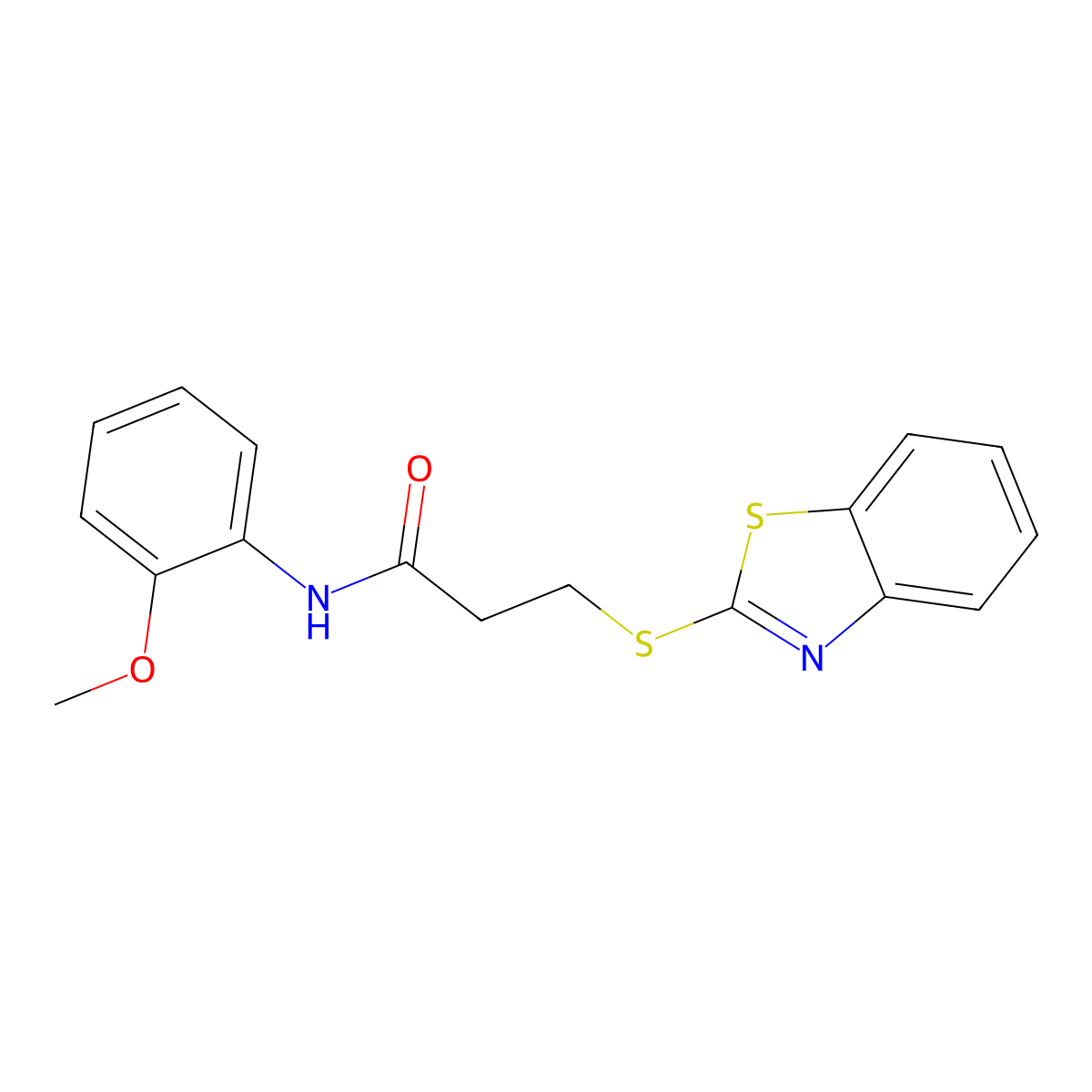 3-(1,3-benzothiazol-2-ylsulfanyl)-N-(2-methoxyphenyl)propanamide molecular structure, CAS 724439-14-9