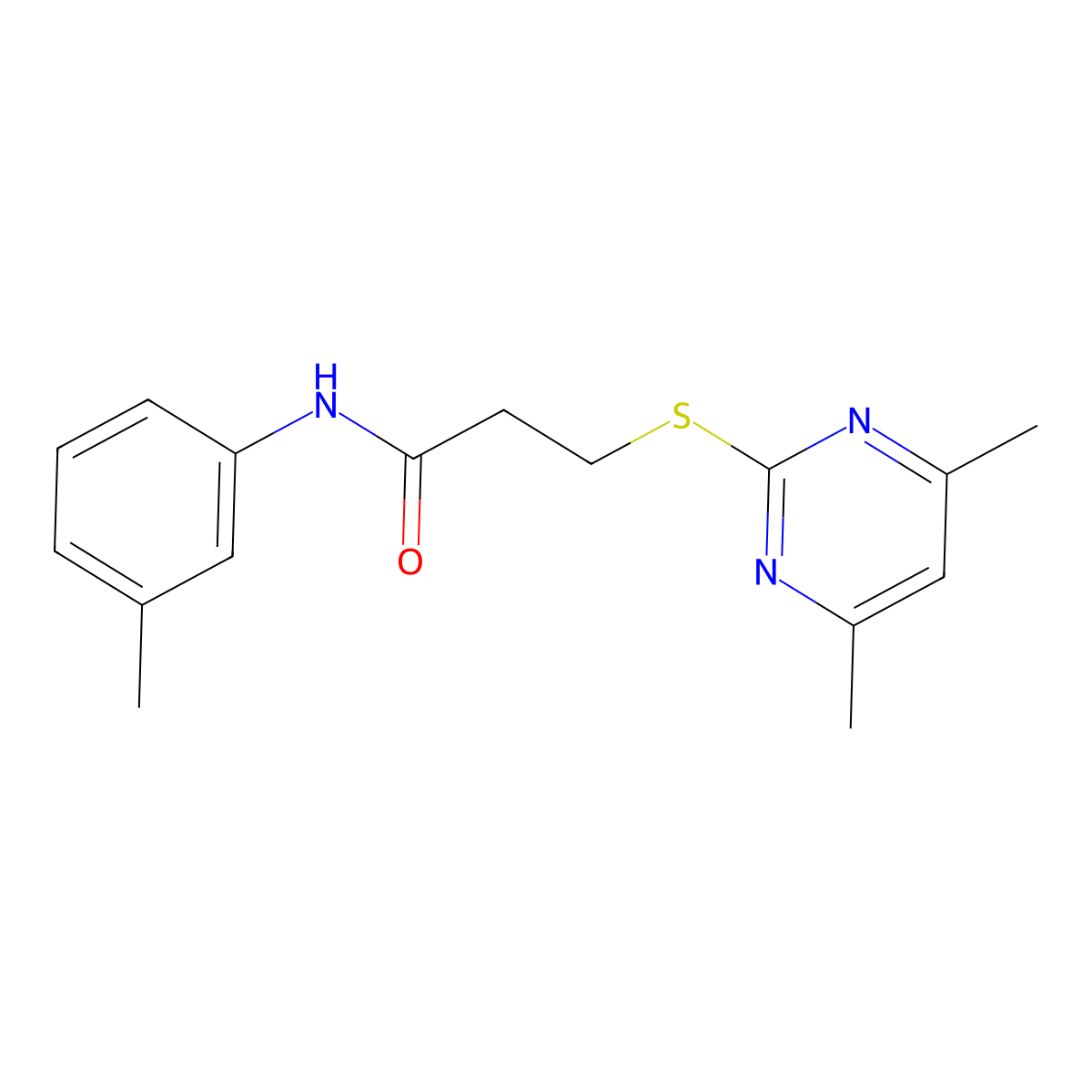 3-(4,6-dimethylpyrimidin-2-yl)sulfanyl-N-(3-methylphenyl)propanamide molecular structure, CAS 724439-58-1
