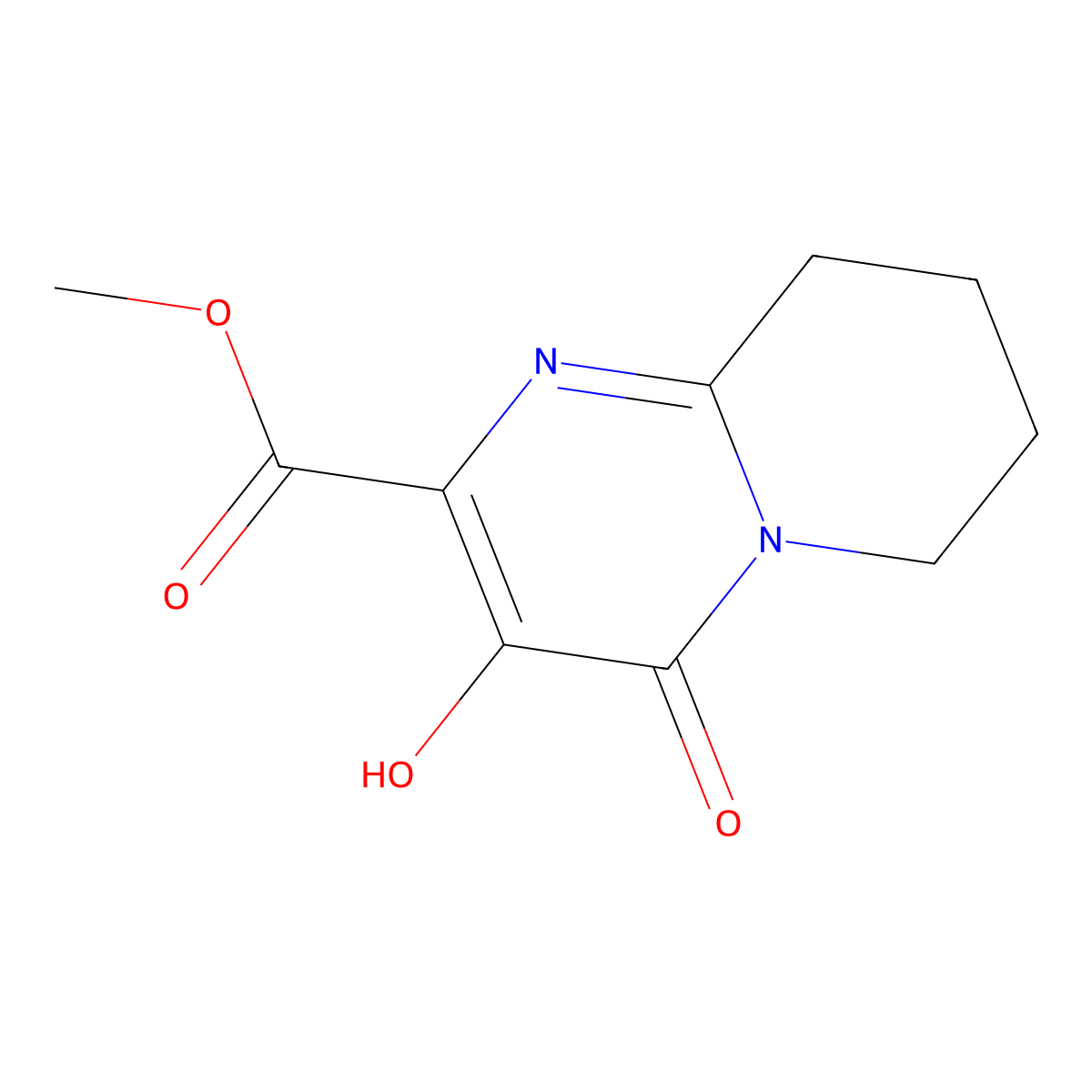 methyl 3-hydroxy-4-oxo-6,7,8,9-tetrahydro-4H-pyrido[1,2-a]pyrimidine-2-carboxylate molecular structure, CAS 724445-24-3