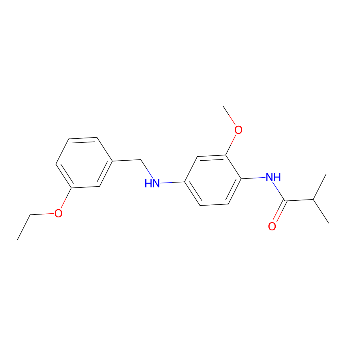 N-{4-[(3-ethoxybenzyl)amino]-2-methoxyphenyl}-2-methylpropanamide molecular structure, CAS 724449-00-7