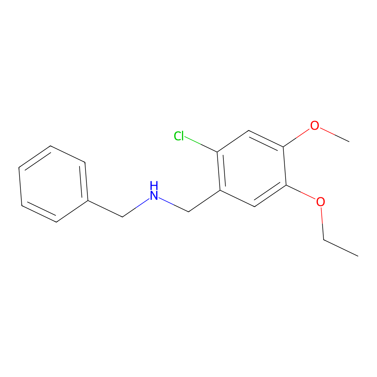 N-benzyl-N-(2-chloro-5-ethoxy-4-methoxybenzyl)amine molecular structure, CAS 724449-19-8