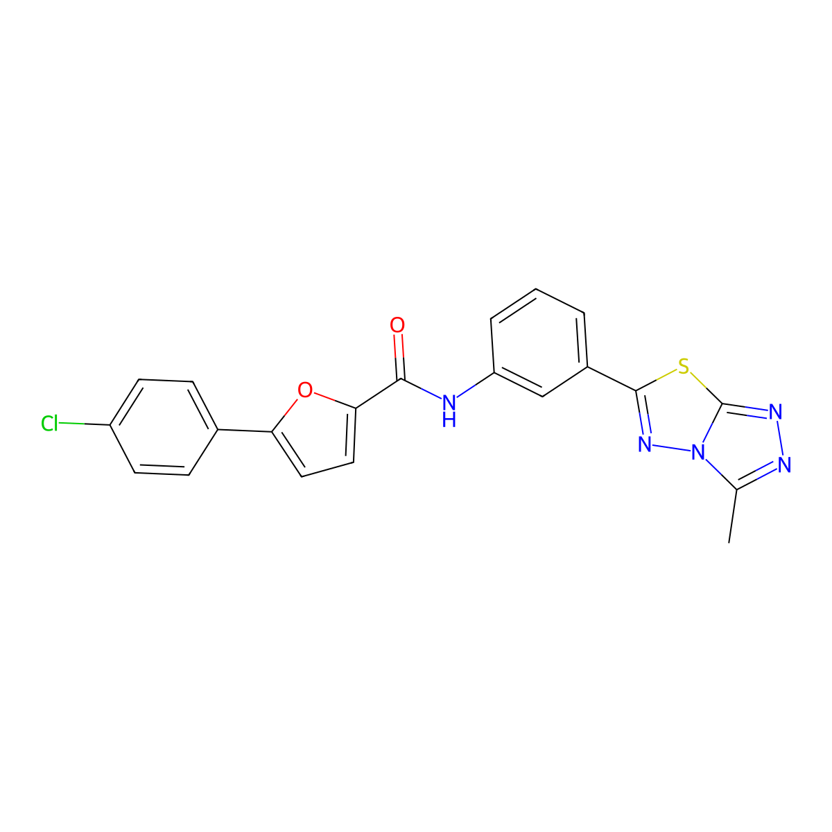5-(4-chlorophenyl)-N-[3-(3-methyl-[1,2,4]triazolo[3,4-b][1,3,4]thiadiazol-6-yl)phenyl]furan-2-carboxamide molecular structure, CAS 724449-31-4