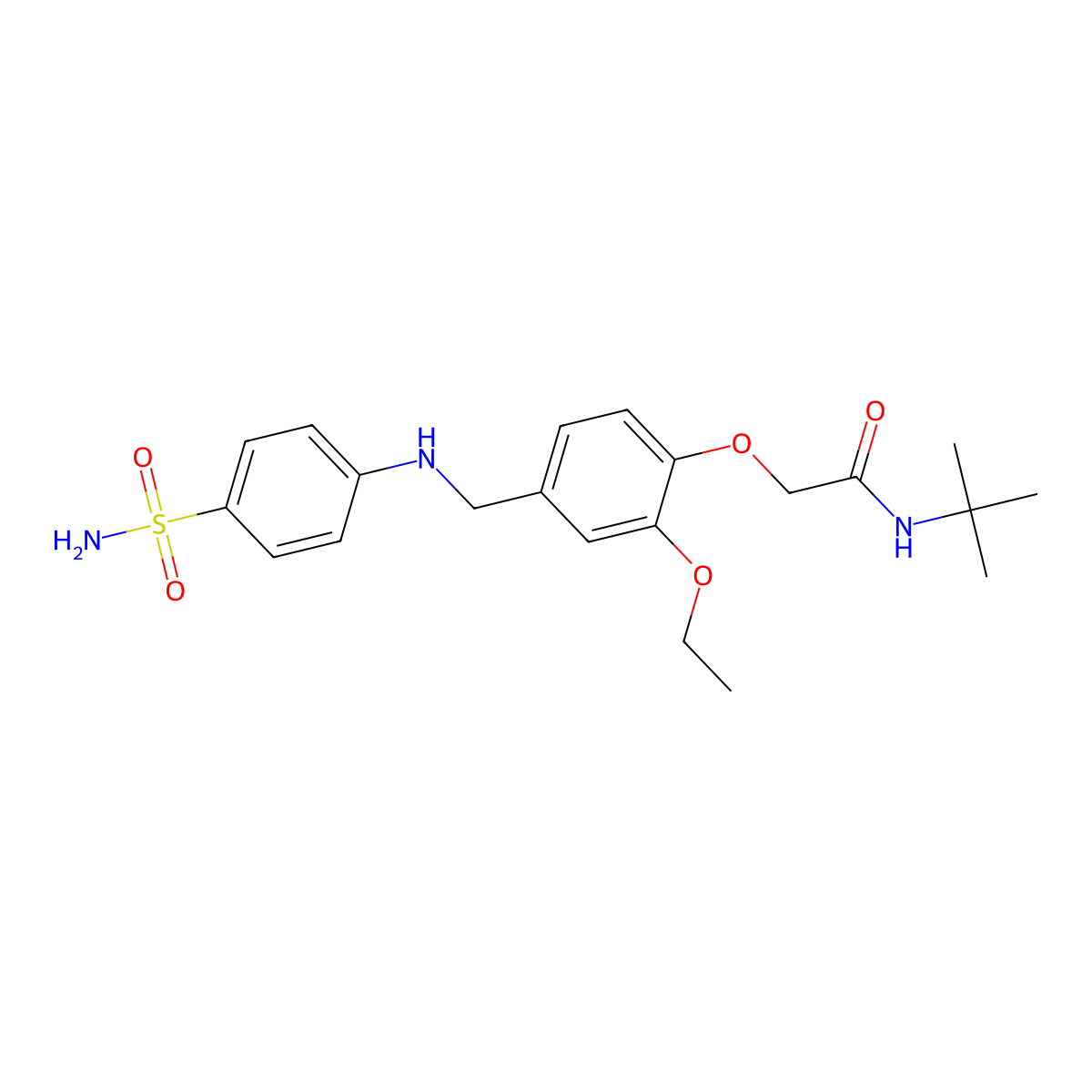 N-tert-butyl-2-[2-ethoxy-4-[(4-sulfamoylanilino)methyl]phenoxy]acetamide molecular structure, CAS 724449-33-6