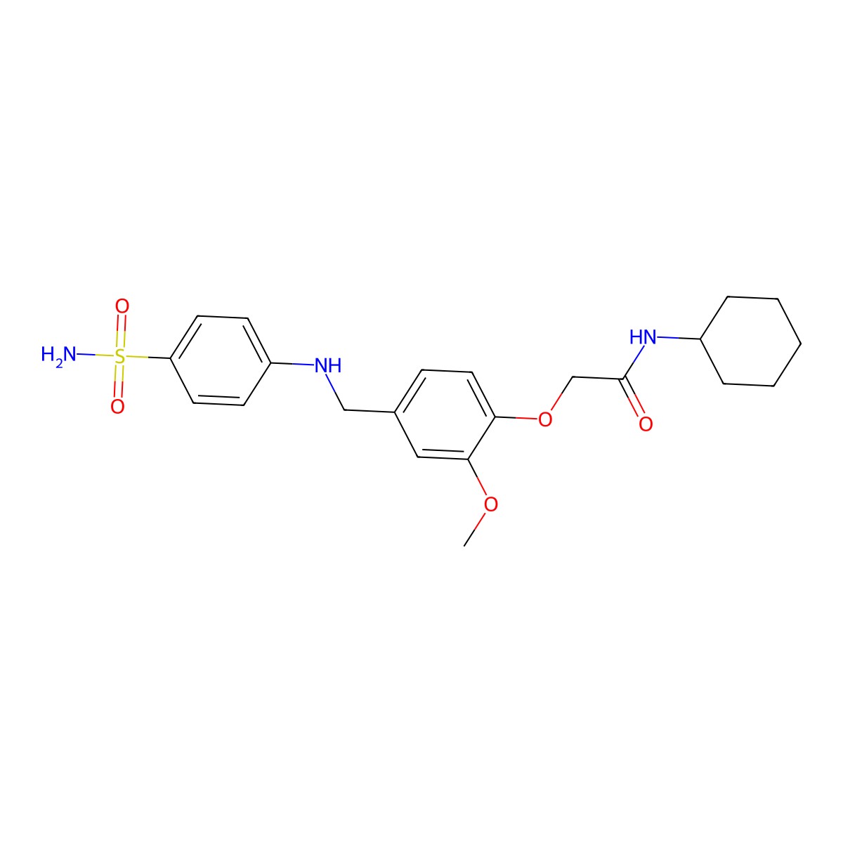 N-cyclohexyl-2-[2-methoxy-4-[(4-sulfamoylanilino)methyl]phenoxy]acetamide molecular structure, CAS 724449-34-7