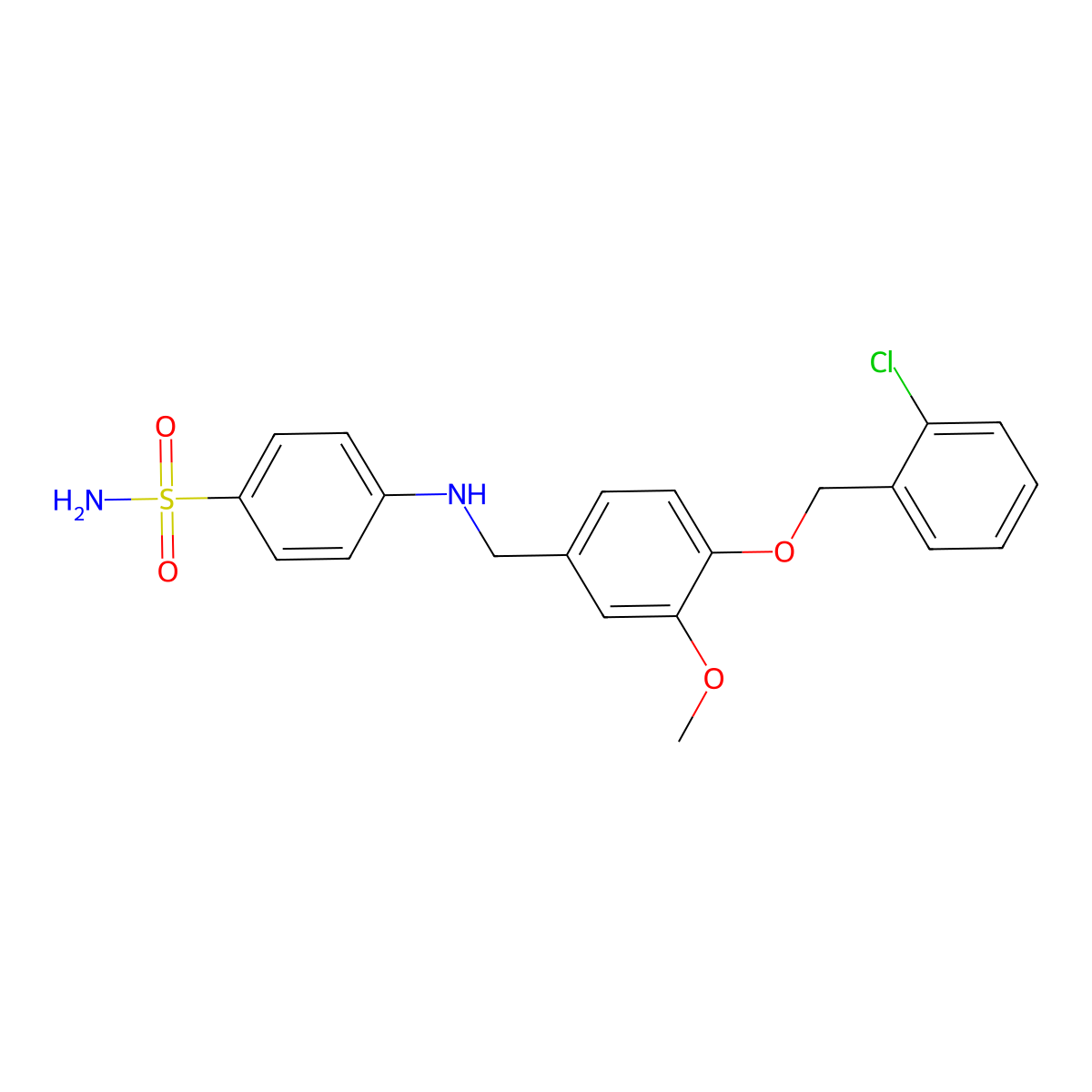 4-({4-[(2-Chlorobenzyl)oxy]-3-methoxybenzyl}amino)benzenesulfonamide molecular structure, CAS 724449-36-9