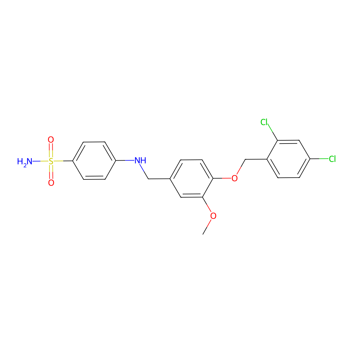 4-({4-[(2,4-Dichlorobenzyl)oxy]-3-methoxybenzyl}amino)benzenesulfonamide molecular structure, CAS 724449-37-0