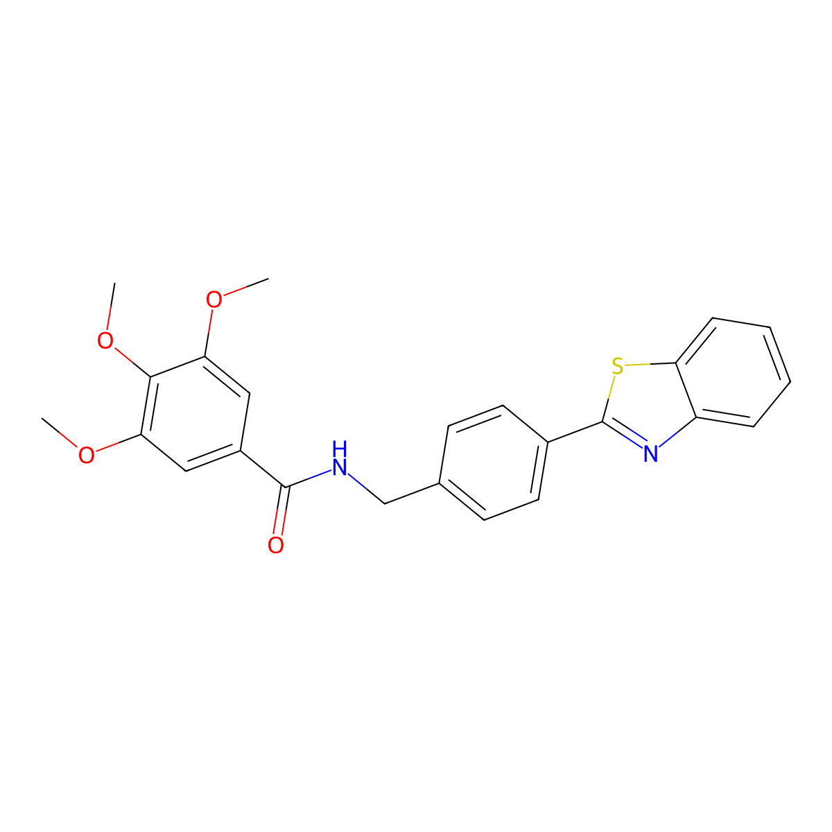 N-[[4-(1,3-benzothiazol-2-yl)phenyl]methyl]-3,4,5-trimethoxybenzamide molecular structure, CAS 724449-40-5