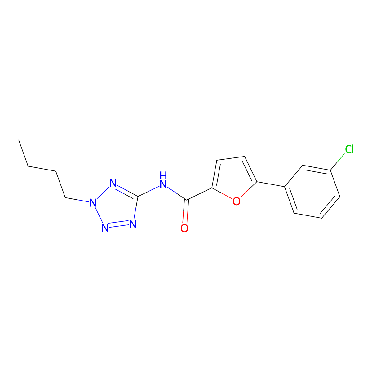 N-(2-butyltetrazol-5-yl)-5-(3-chlorophenyl)furan-2-carboxamide molecular structure, CAS 724449-48-3