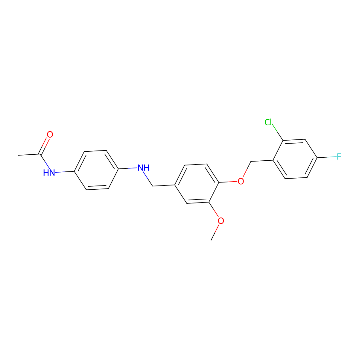 N-[4-({4-[(2-chloro-4-fluorobenzyl)oxy]-3-methoxybenzyl}amino)phenyl]acetamide molecular structure, CAS 724449-52-9