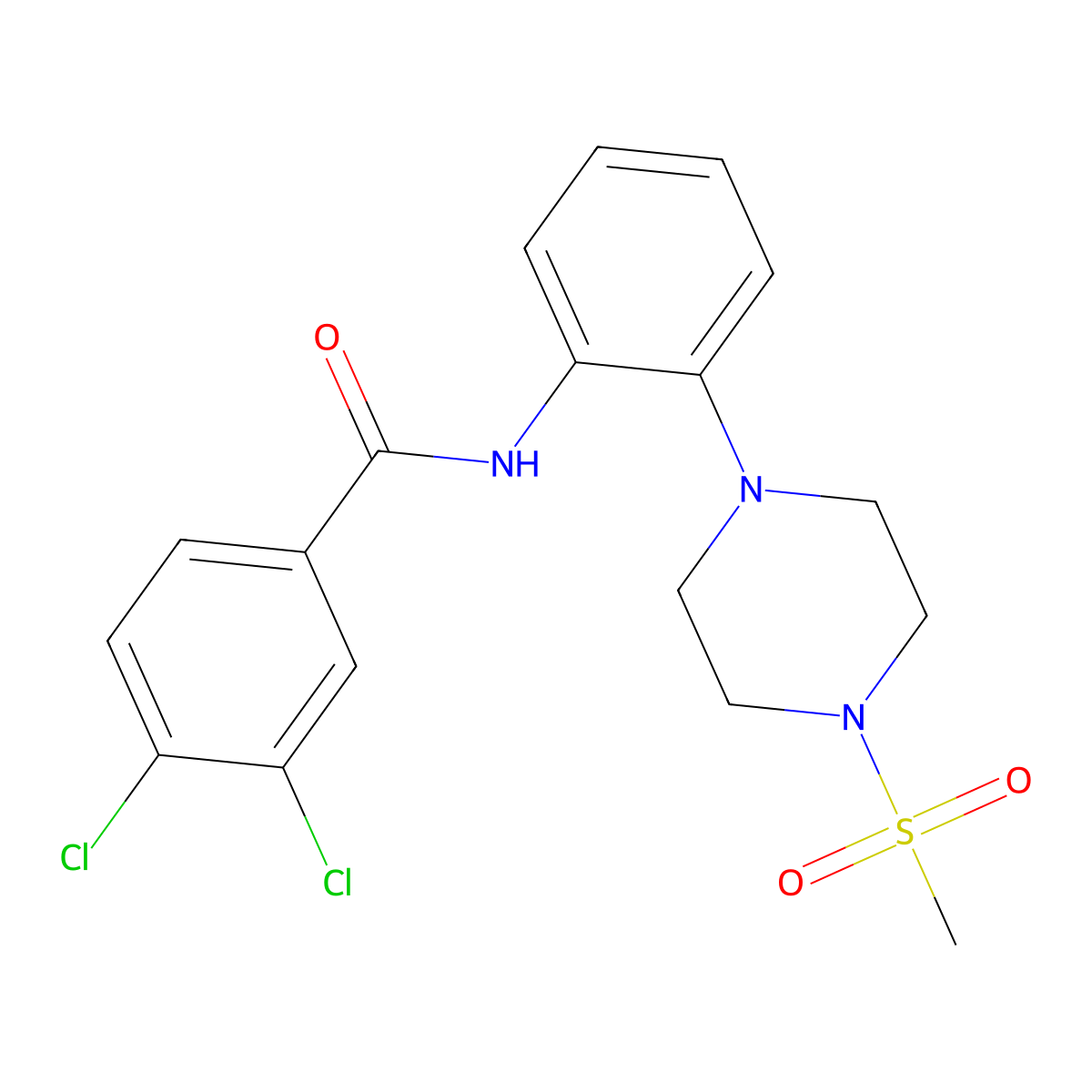 3,4-dichloro-N-[2-(4-methylsulfonylpiperazin-1-yl)phenyl]benzamide molecular structure, CAS 724449-55-2