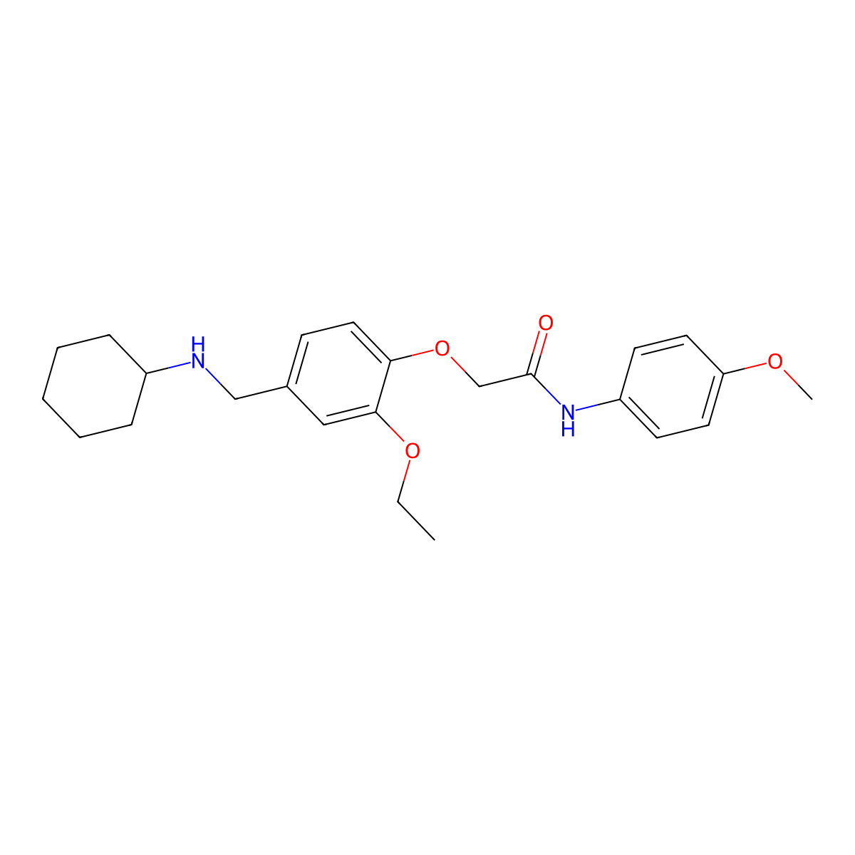 2-{4-[(cyclohexylamino)methyl]-2-ethoxyphenoxy}-N-(4-methoxyphenyl)acetamide molecular structure, CAS 724449-66-5
